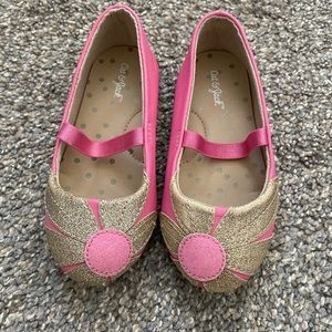 Girls pink and gold strapped flats